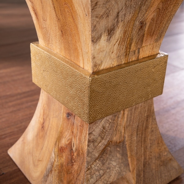 SEI Furniture Trammel Square Side Table, Natural/Brass