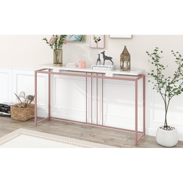 Console Table, Extra Long Entryway Table with Metal Frame