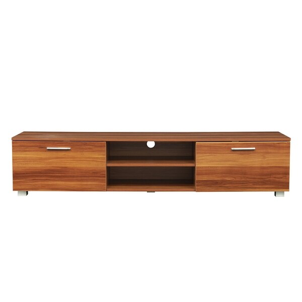 TV Stand Media Console Entertainment Center Table, 2 Storage Cabinet with Open Shelves for 70