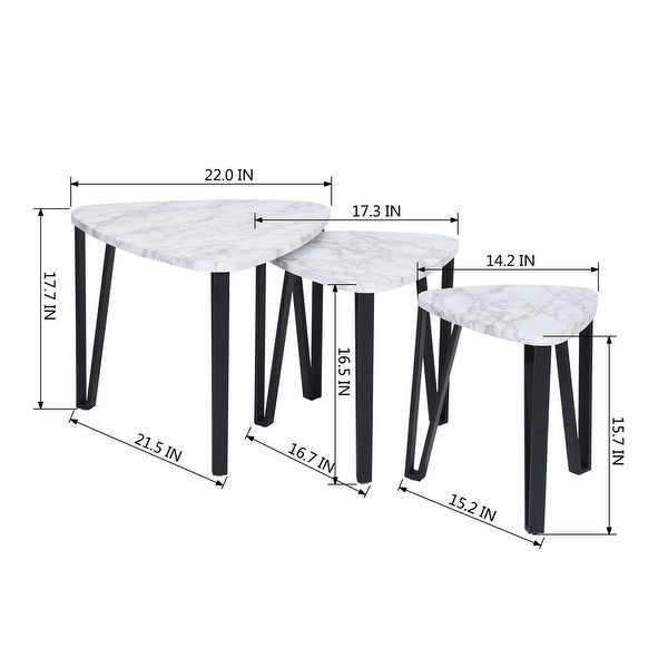 Nesting Coffee Tables,Stacking Side Tables with Metal Frame,Set of 3
