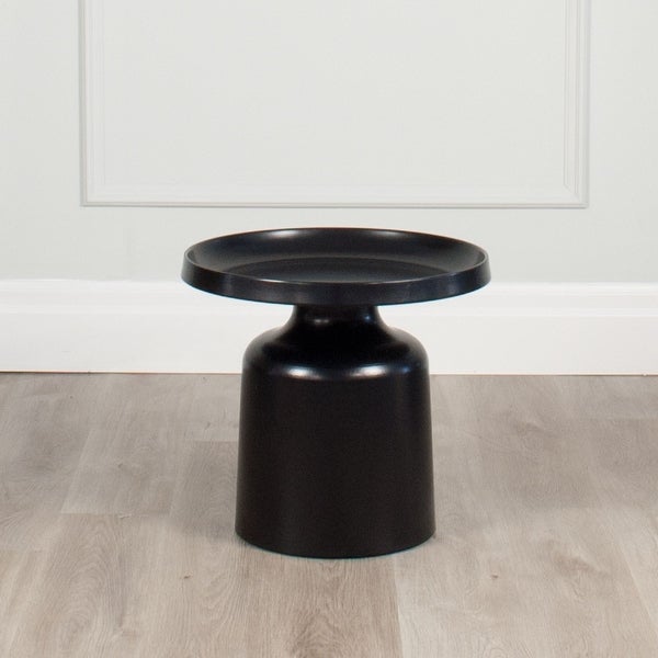 Klay Minimalist Metal Pedestal Side Table, 20-inch Diameter