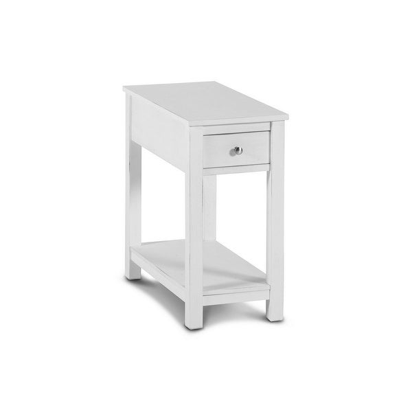 Nili 24 Inch Side End Table, Crisp White Finish, Single Drawer and Shelf - 24 H x23.75 W x 12 L Inches