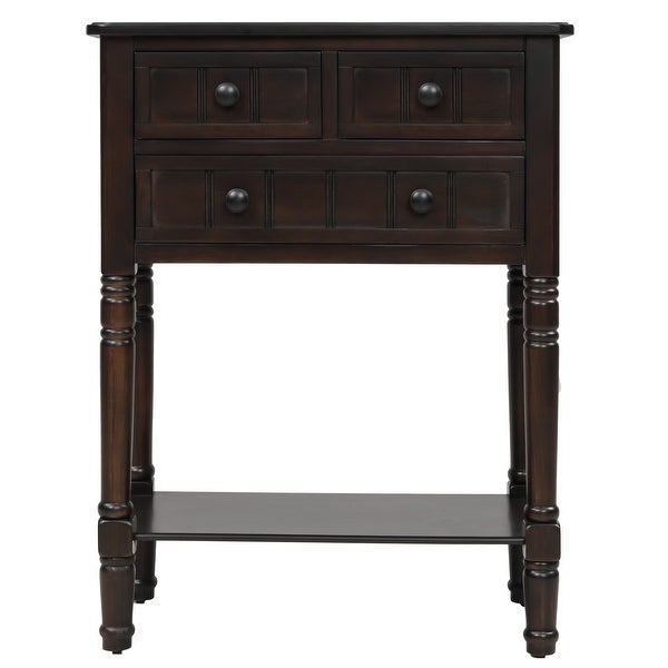Narrow Console Table, Slim Sofa Table with Three Storage Drawers and Bottom Shelf - 23.7