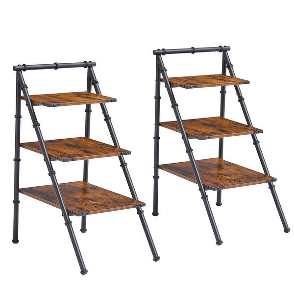 VECELO, Triangular Side Table With 3-tier Storage Shelves(1PCS/2PCS)