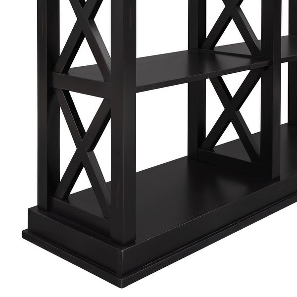 Modern Style Console Table with 3-Tier and Shelves, X Shape Legs