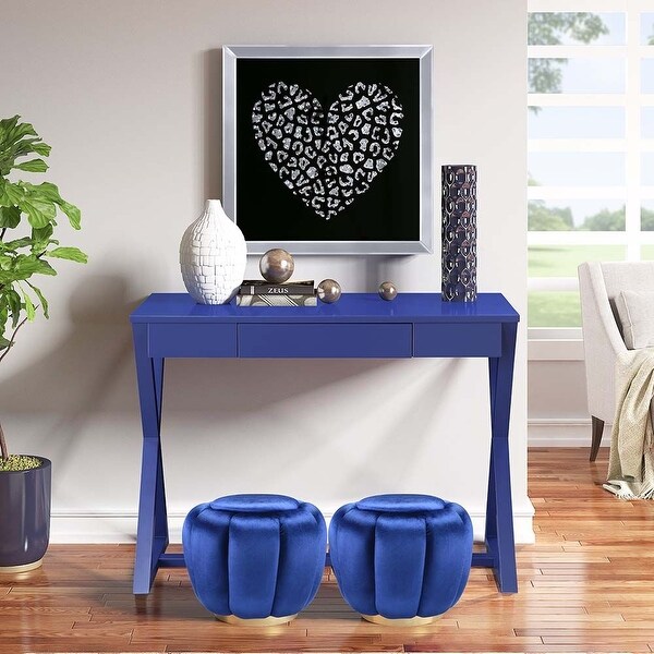 Nalo Console Table in Black Finish with Rectangular Table Top and X Shape Wooden Base for Entryway, Living Room