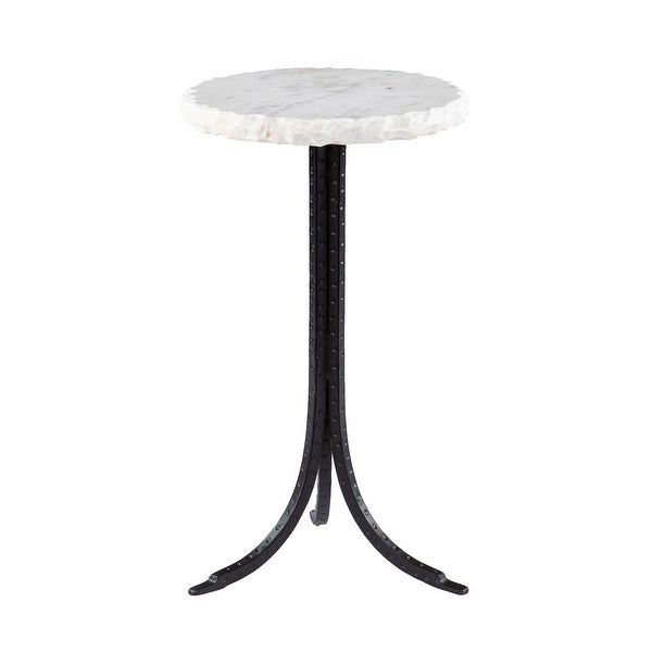 SEI Furniture Gierson Round Marble-Top Accent Table, Black/White
