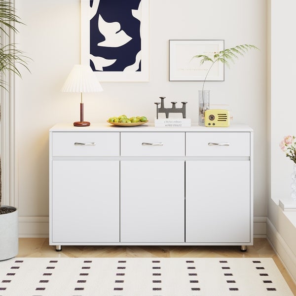 Side Table with Three Doors and Three Drawers
