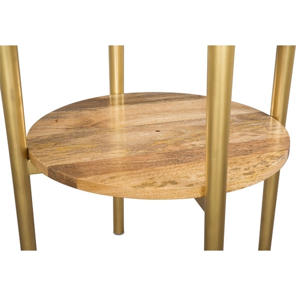 Mina Marble Side Table White and Gold - White, Brown, Gold - 18