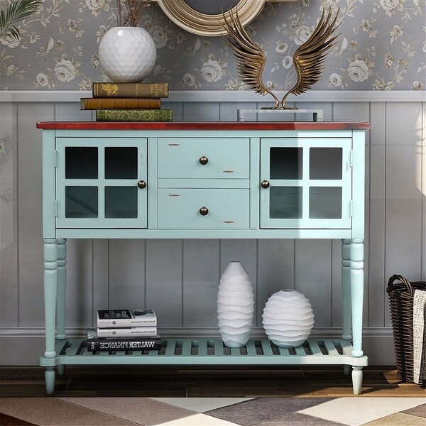 Console Table with Bottom Shelf, Storage Cabinet Living Room
