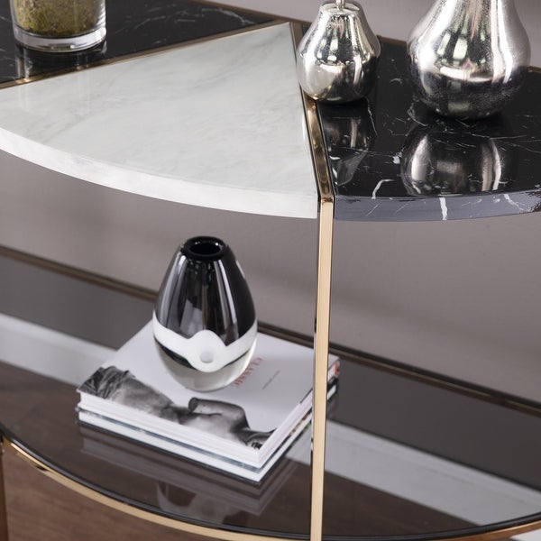 Cortihana Half Moon Faux Marble Console Table, Gold