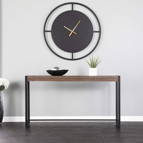 SEI Furniture Modern Metal Macen Narrow Console Sofa Table, Burnt Oak/Black - 30.5