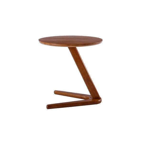Side Table Round, Small Coffee Table Modern Solid Rubber Wood End Table for Living Room /Bedroom/ Office, V-Shaped Base