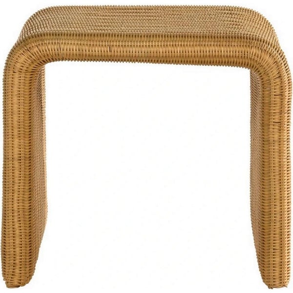 22 Inch Side End Table, Woven Rattan Frame, Waterfall Edges, Square Surface - 22L x 22W x 20H, in inches