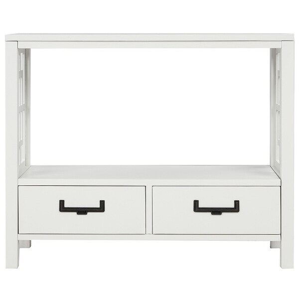 Wood Console Table With 2 Bottom Drawers,Narrow Entrance Table