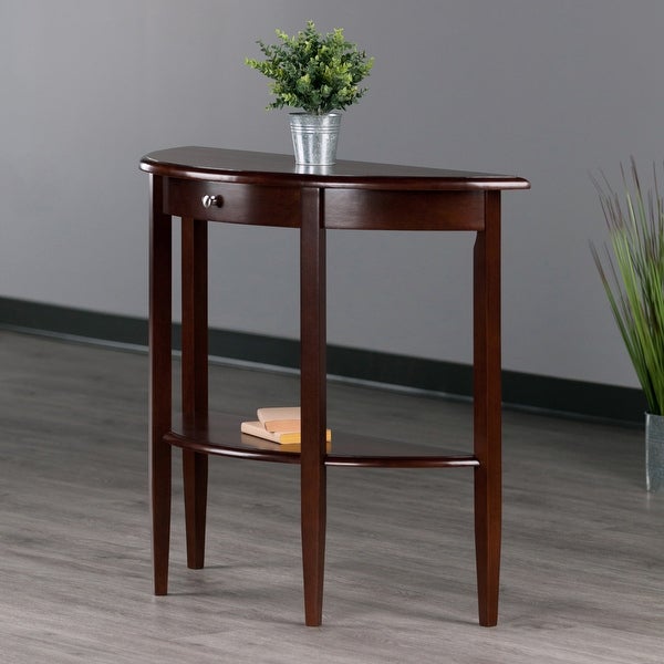 Concord Half Moon Console Table, Walnut - 39.29 x 15.75 x 33.66 inches