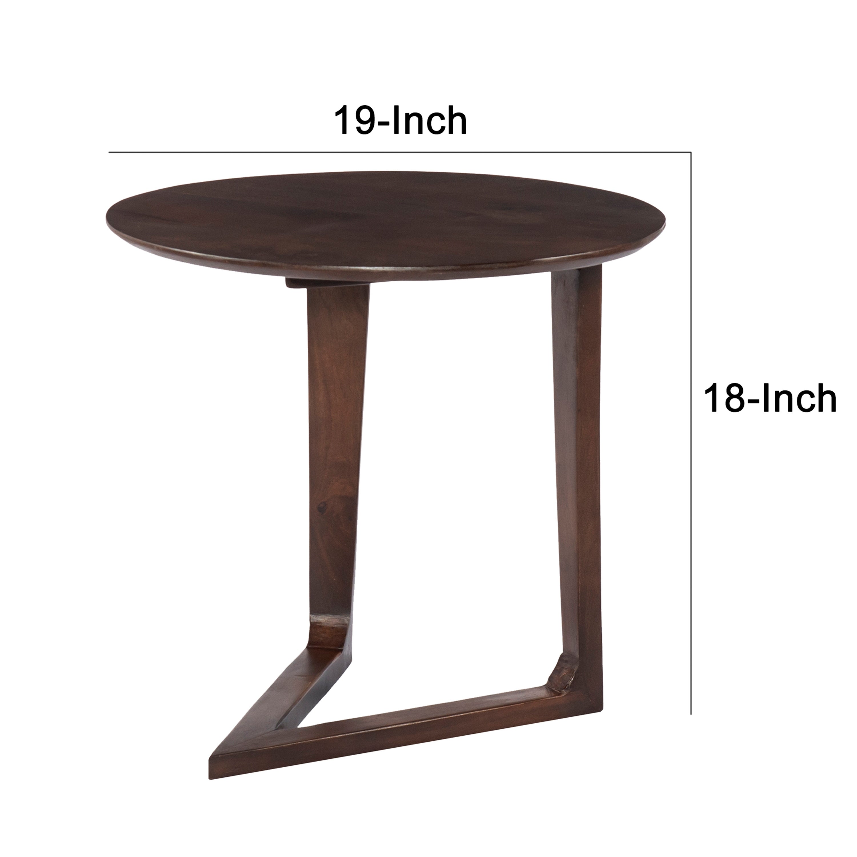 Mango Wood Round Side Table with and Cantilever Base, Brown