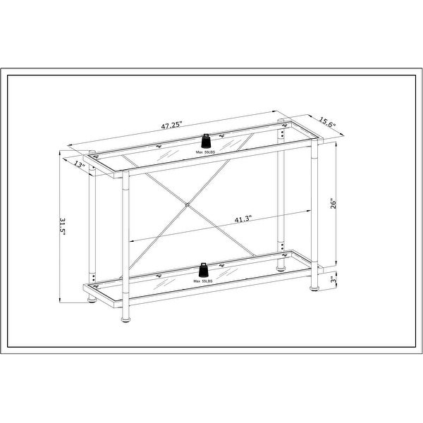 Modern Acrylic Glass Console Table with Storage Shelf Plant Side Table for Hallway, Foyer, Living Room