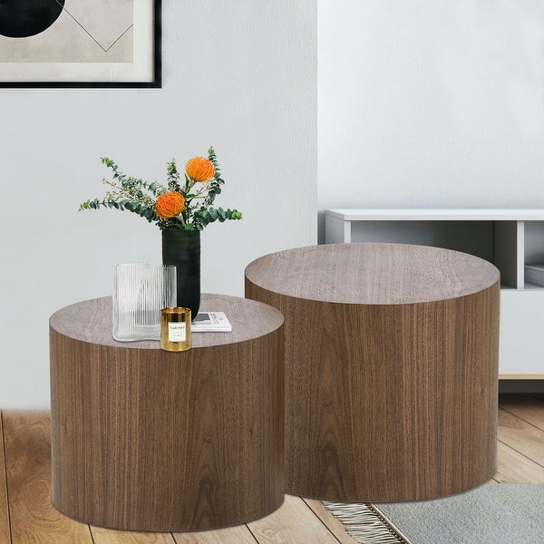 MDF with Ash Coffee Table, Walnut Veneer Sidetable End Table, Oak Ottoman