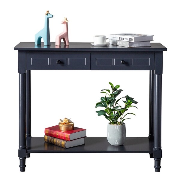 2-Tier Console Table with 2 Drawers, Sofa Table with Storage Shelves