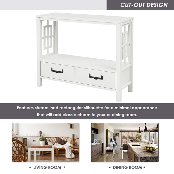 Wood Console Table With 2 Bottom Drawers,Narrow Entrance Table