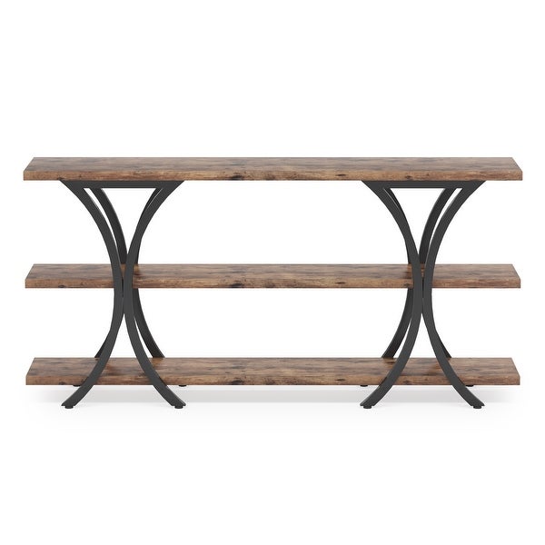 70.8 Inch Narrow Console Table with 3 Tier Shelves