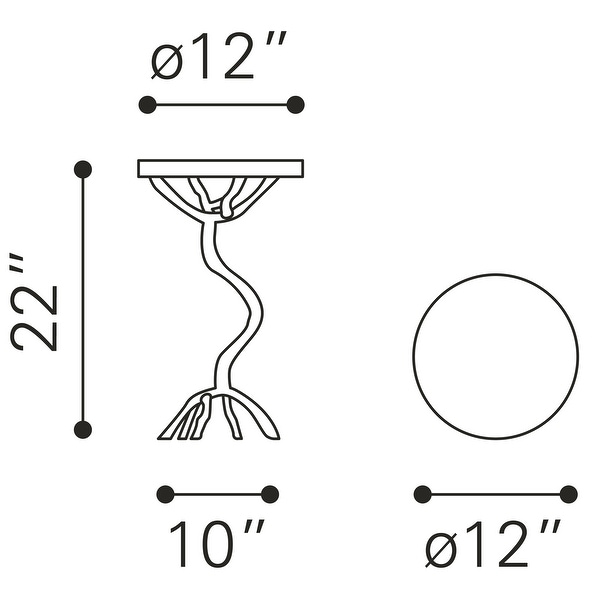 Joel Side Table White and Silver - White, Silver - 12