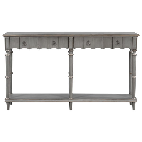 Simple Exquisite Country Console Table for Hallway Living Room Bedroom with 4 Front Facing Storage Drawers and 1 Open Shelf