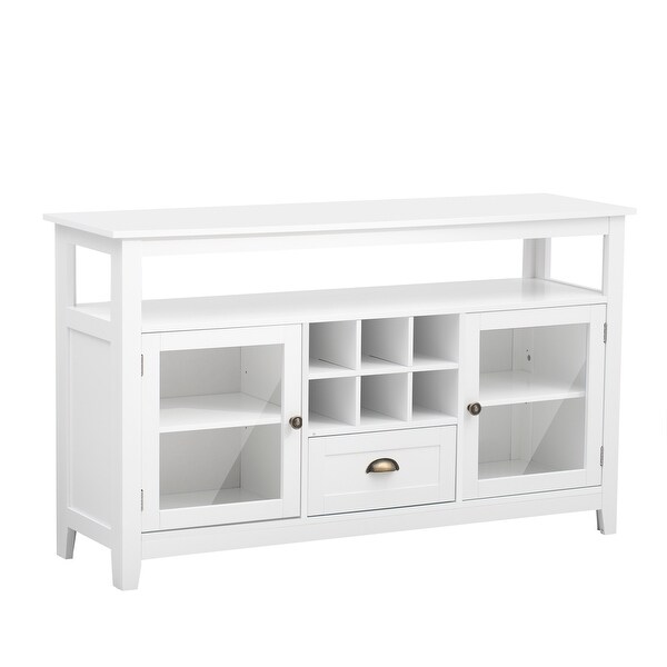 Modern Console Table with 2 Doors and 6 Small Storage Grid