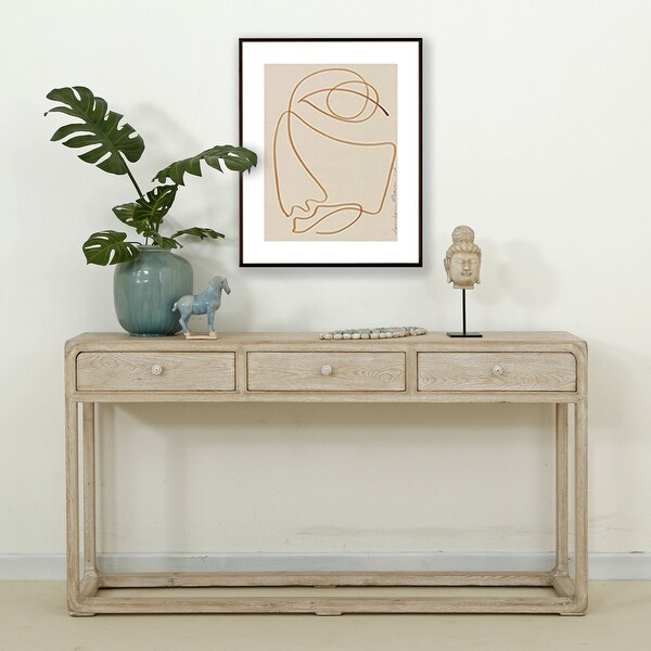 Artissance Reclaimed Peking Console Table With 3 Drawers and Weathered White Wash Finish, 34 Inch Tall