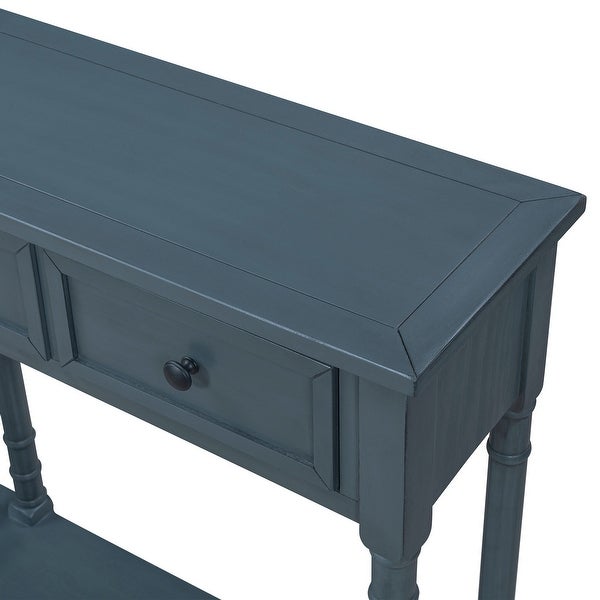 Console Table Sofa Table with Two Storage Drawers and Bottom Shelf for Living Room, Entryway