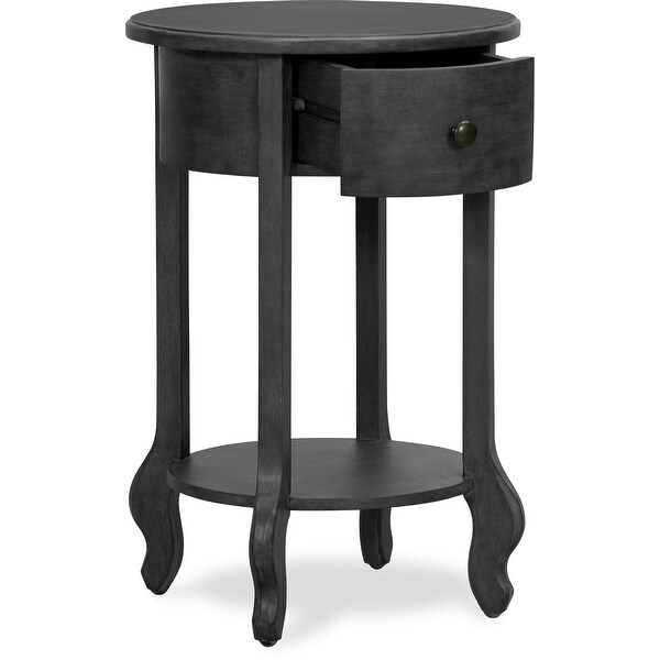 Finch James Round Wooden Accent Side Table with 1 Drawer