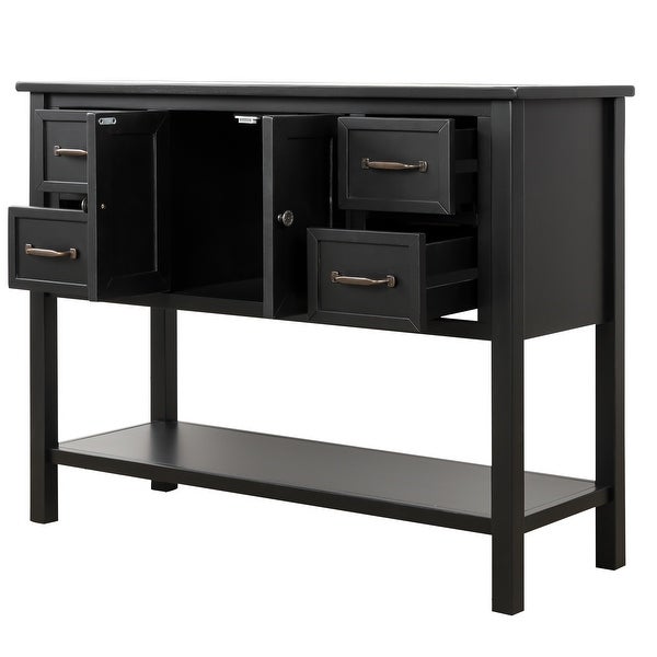 43'' Modern Console Table Simple Exquisite Sofa Table with 4 Drawers , 1 Cabinet and 1 Shelf for Living Room Kitchen Dining Room