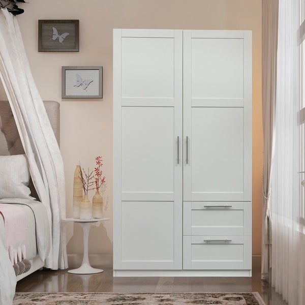 High Wardrobe Kitchen Cabinet with 2 Doors and 2 Drawers - - 35682211