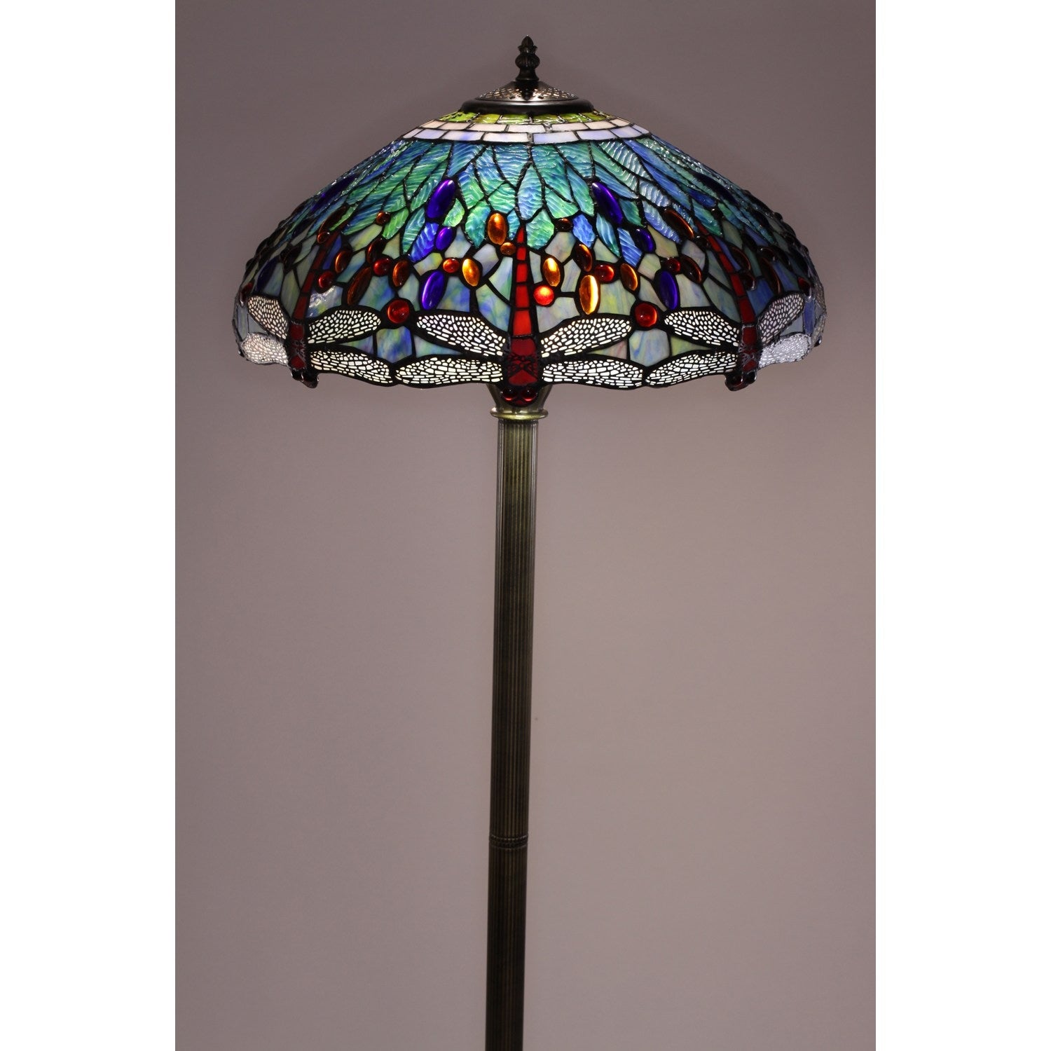 Copper Grove Simeonov Tiffany-style Blue Dragonfly Floor Lamp - Overst