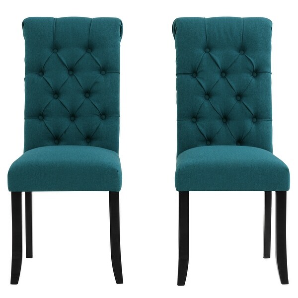 Fabric Tufted Dining Chair with Wooden Legs (Set of 2) - Overstock - 3