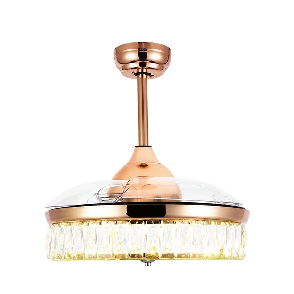 Belladepot 42 Gold Crystal Ceiling Fan with Retractable Blades