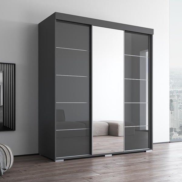 Aria Modern 3-door Wardrobe Armoire with Mirror - - 28494575