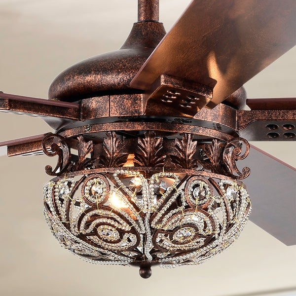 Laylani 52 Inch Antique Copper Ceiling Fan 2 Light with Remote | Overs