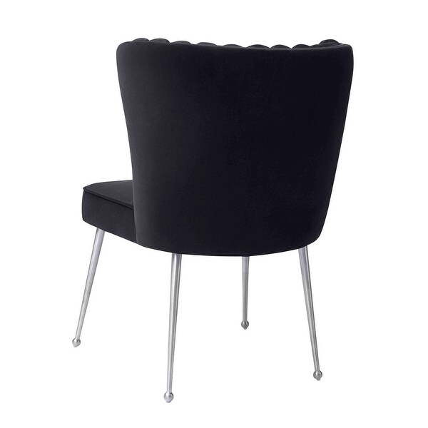 Sansa Velvet Upholstered Dining Accent Chair with Brushed Angled Legs