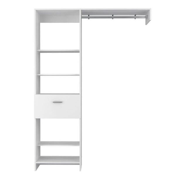 TUHOME Manchester 150 Closet System with Metal Rod, 5 Open Shelves, an