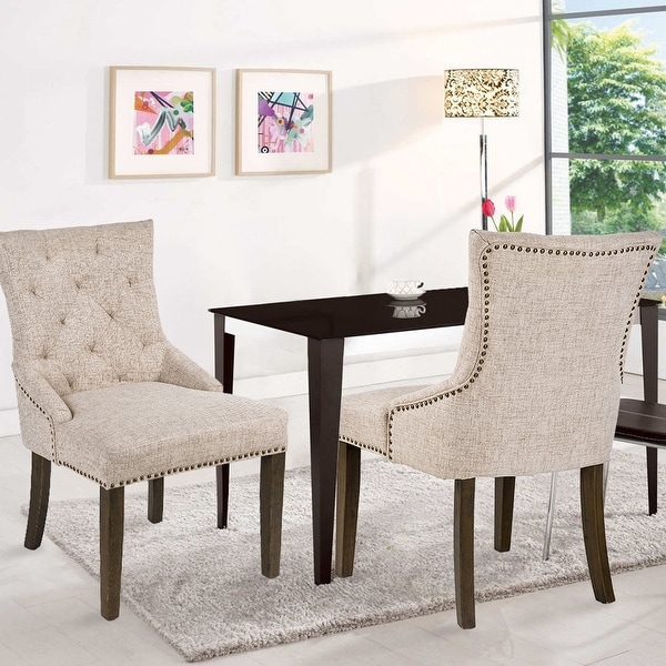 Dining Chair with Armrest,Nailhead Trim and Diamond Shaped Back Tuftin