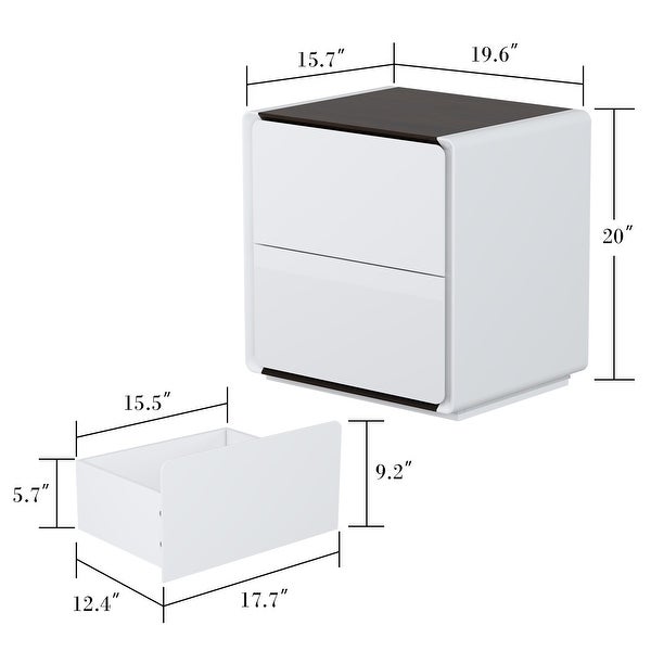 LED Nightstand White Modern Nightstand LED Night Stand Bedside Table -