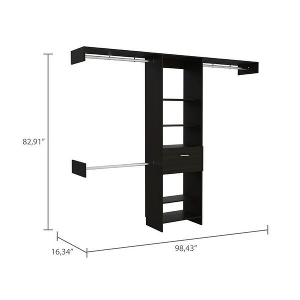 Simple Style Open Wordrob with 5 Shelves and 1 Drawer, 2 Hanging Rob I