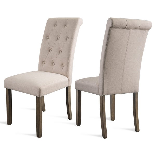 Elegant Solid Wood Tufted Dining Chair (Set of 2) - Overstock - 367188