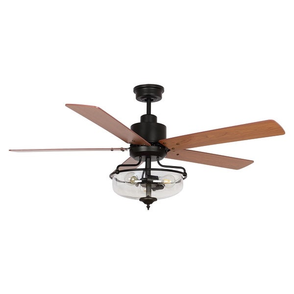 Modern and Farmhouse 5-Blade Glass Shade Ceiling Fan with Light Kit an