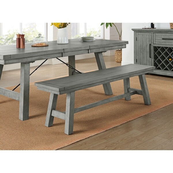 Beach House 66 Solid Wood Dove Grey Dining Bench - Overstock - 3635607