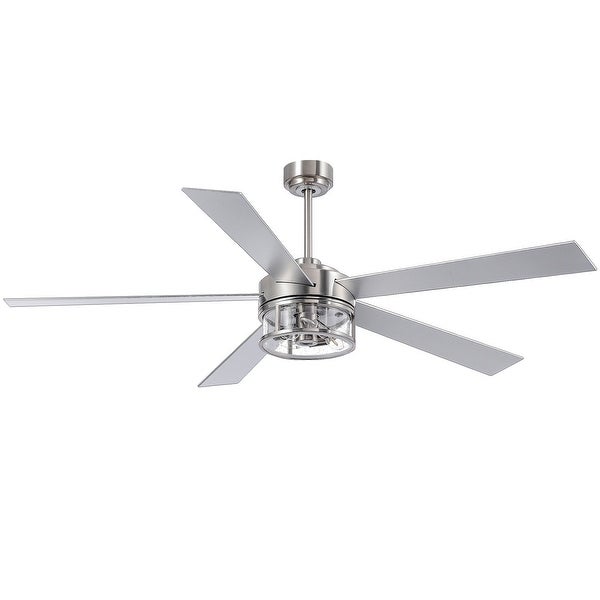 60 In Brushed Nickel Ceiling Fan with Light Remote(5-blade) | Overstoc