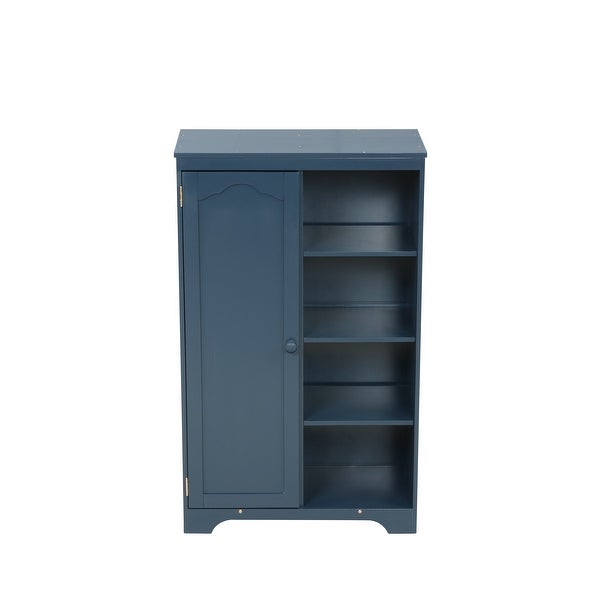 Wooden Side Cabinet Storage Closet with 1Door and 4-Shelf - - 36702866