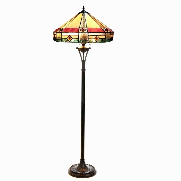 Tiffany Style Mission Design 2-light Antique Bronze Floor Lamp - Overs